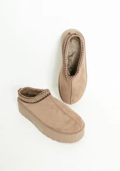 Emily Mocha Platform Faux Fur Lined Slip On Boots