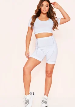 Erin White Contrast Stitch Soft Touch Crop T-Shirt