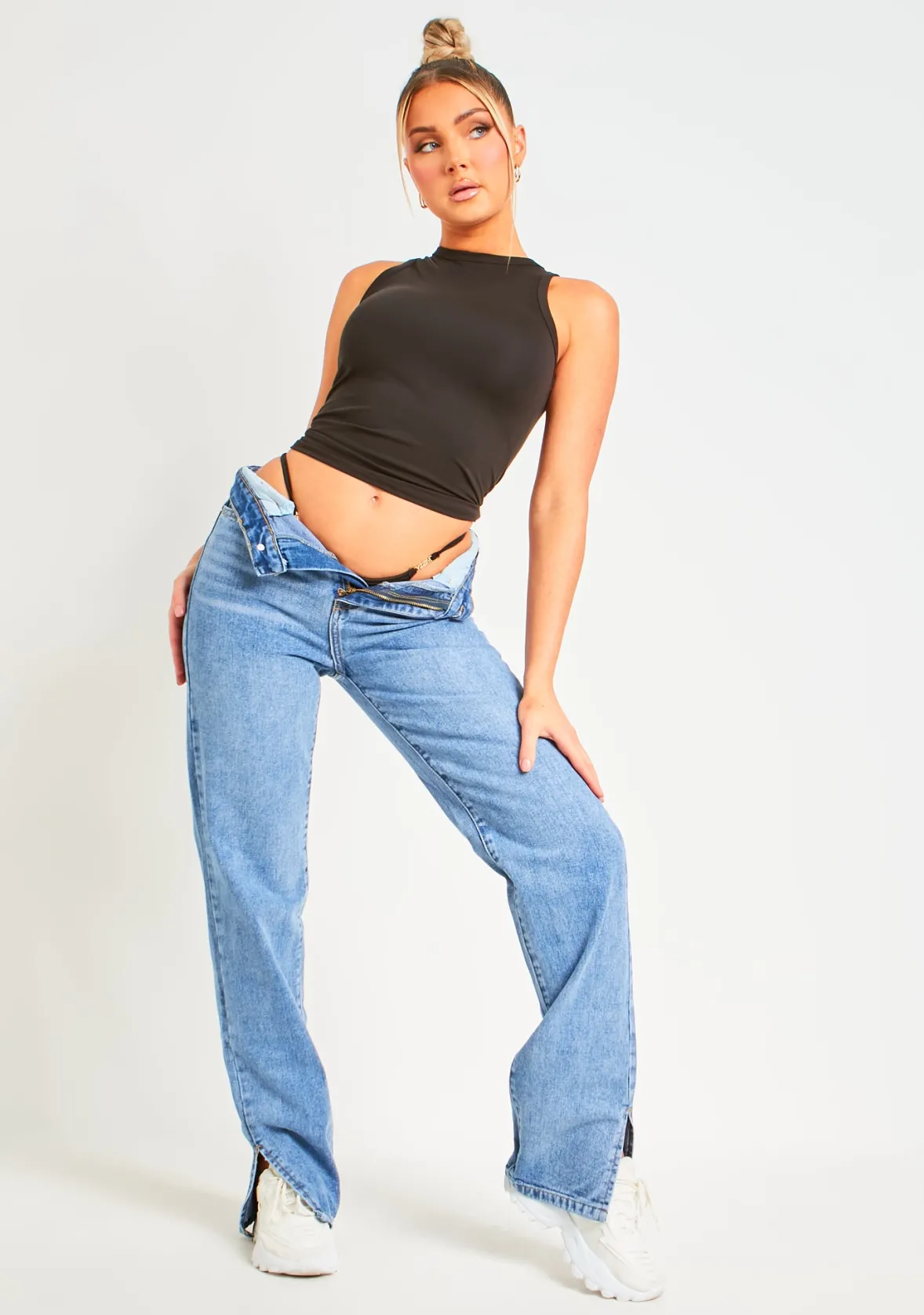 Farrah Black Premium Sculpt Racer Top