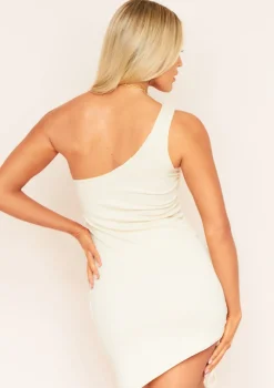 Felixa Sand One Shoulder Ruched Mini Dress