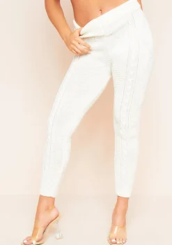 Flynn Cream Cable Knitted Ribbed Joggers