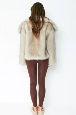 Freya Beige Oversized Faux Fur Coat
