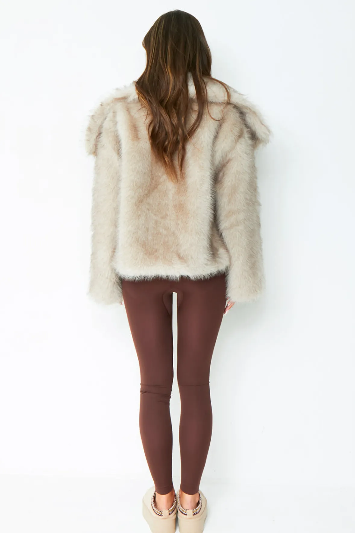 Freya Beige Oversized Faux Fur Coat