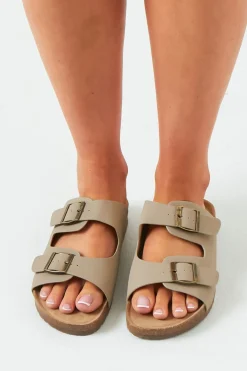 Gemma Beige Double Buckle Sandals