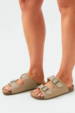 Gemma Beige Double Buckle Sandals