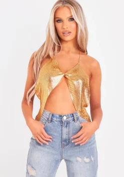 Gemma Gold Twist Front Chainmail Top