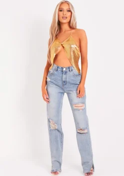 Gemma Gold Twist Front Chainmail Top