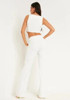 Georgia White Tailored Seam Detail Trousers
