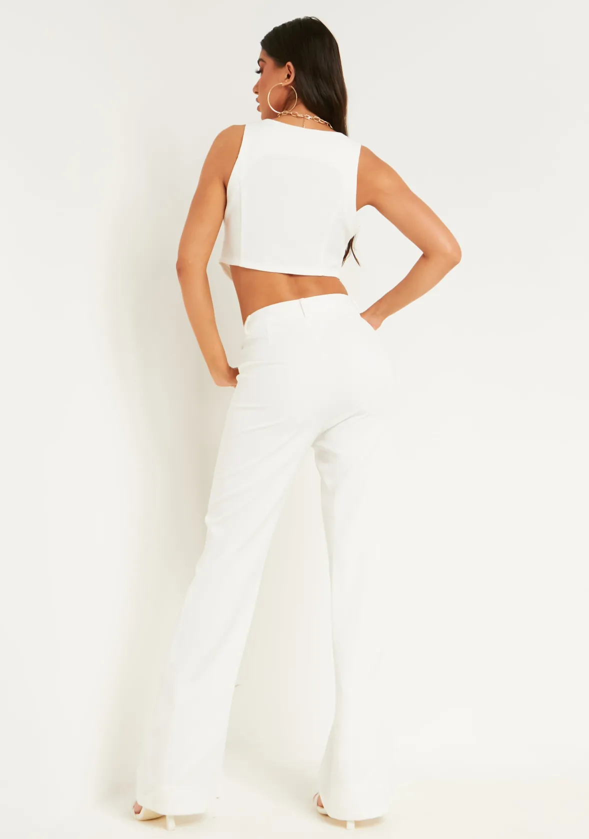 Georgia White Tailored Seam Detail Trousers