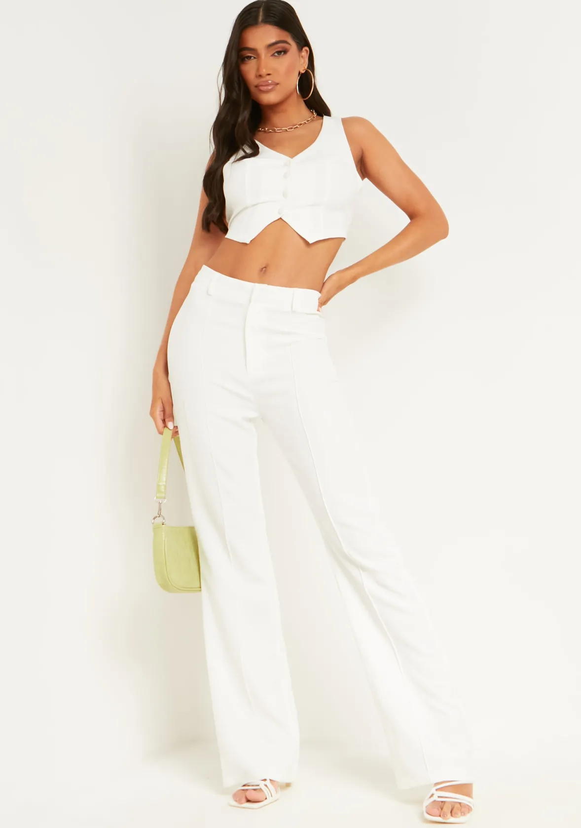 Georgia White Tailored Seam Detail Trousers
