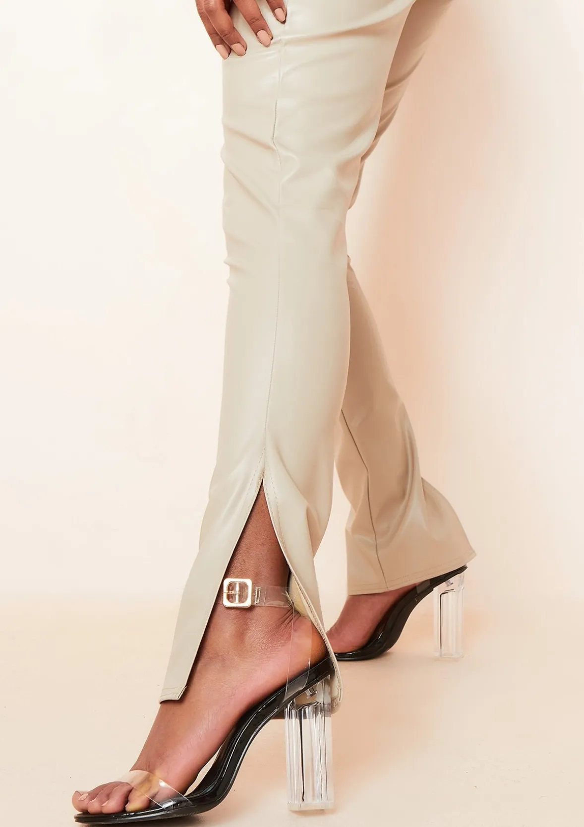 Georgie Stone Vegan Leather Side Split Leggings
