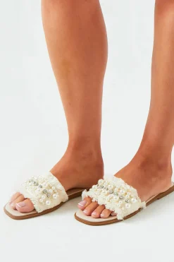 Grace Cream Diamante Sandals