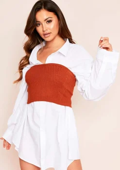 Hailee Rust Ribbed Bandeau Top