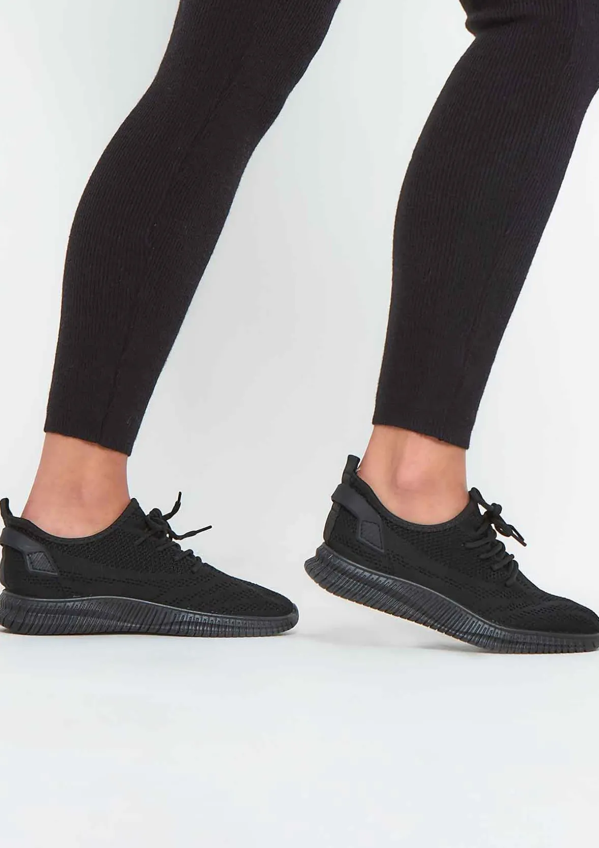Hannah Black Knitted Trainers