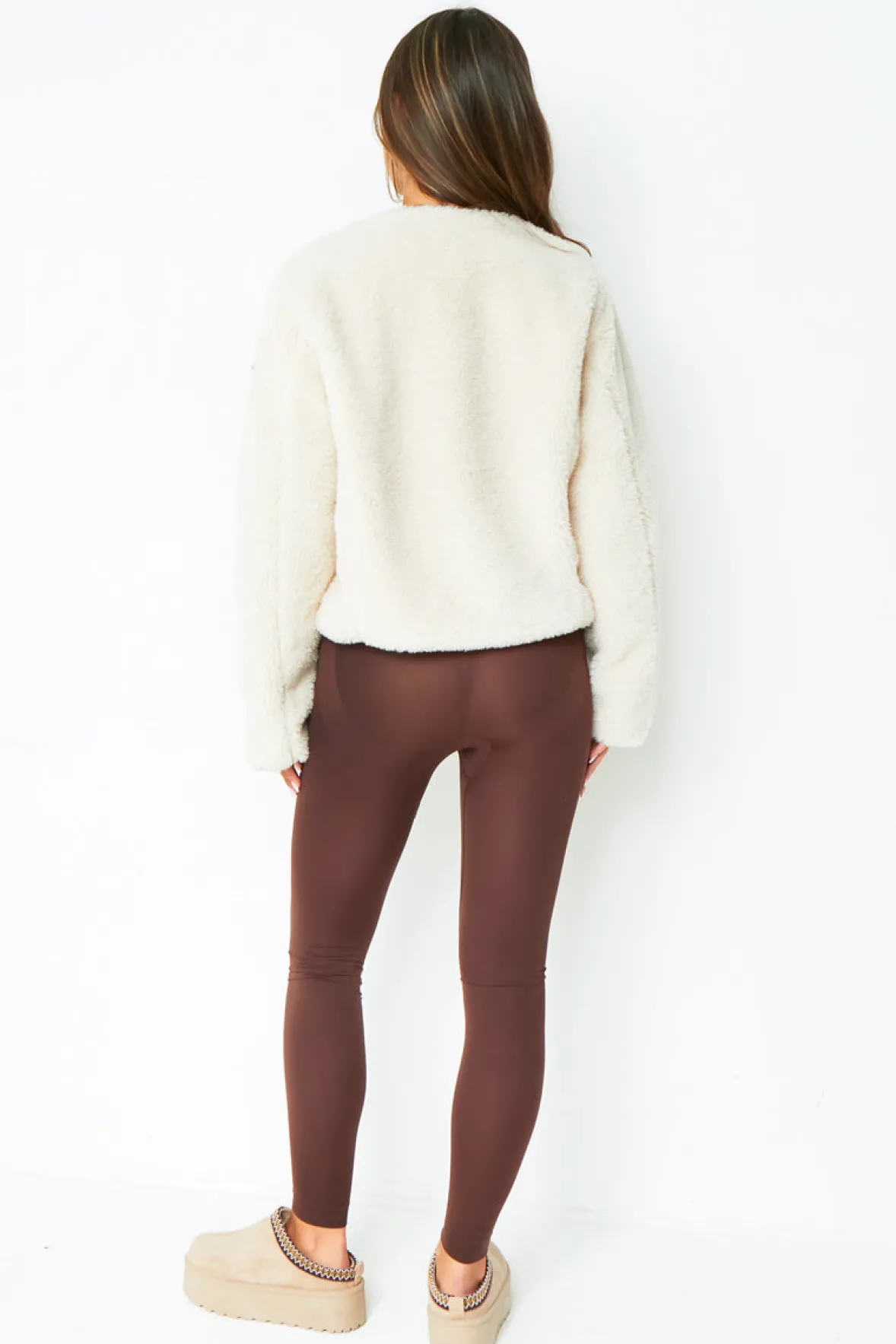 Hannah Cream Borg Fleece Buckle Detail Jacket