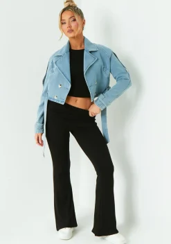 Harlee Blue Denim Oversized Biker Jacket