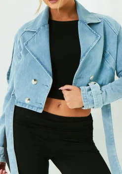 Harlee Blue Denim Oversized Biker Jacket