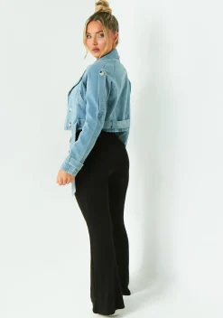 Harlee Blue Denim Oversized Biker Jacket