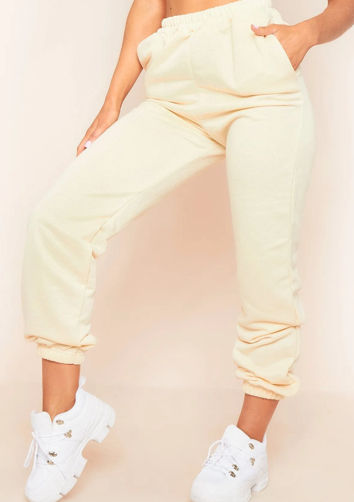 Hilma Cream Casual Loopback Joggers