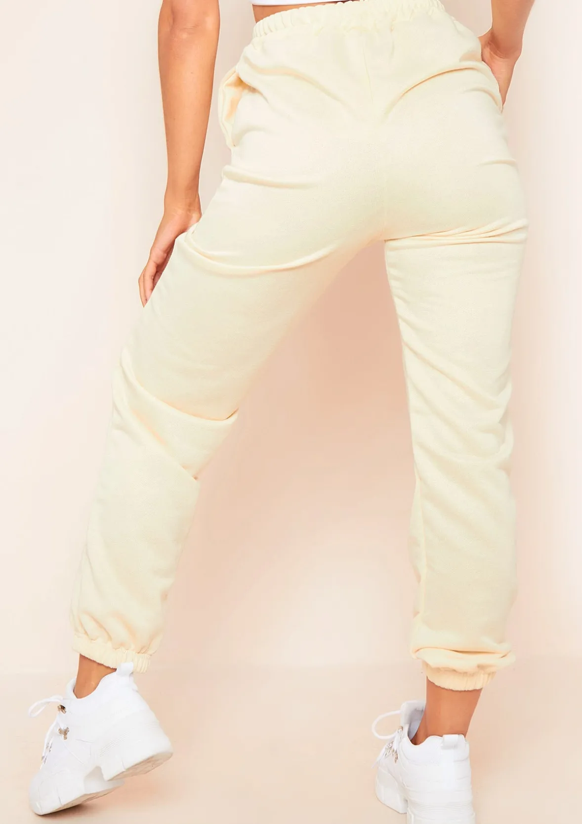 Hilma Cream Casual Loopback Joggers
