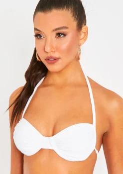 Irla Ivory Halterneck Ruched Detail Underwire Bikini Top