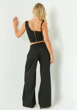 Isabela Black Low Rise Tailored Trousers
