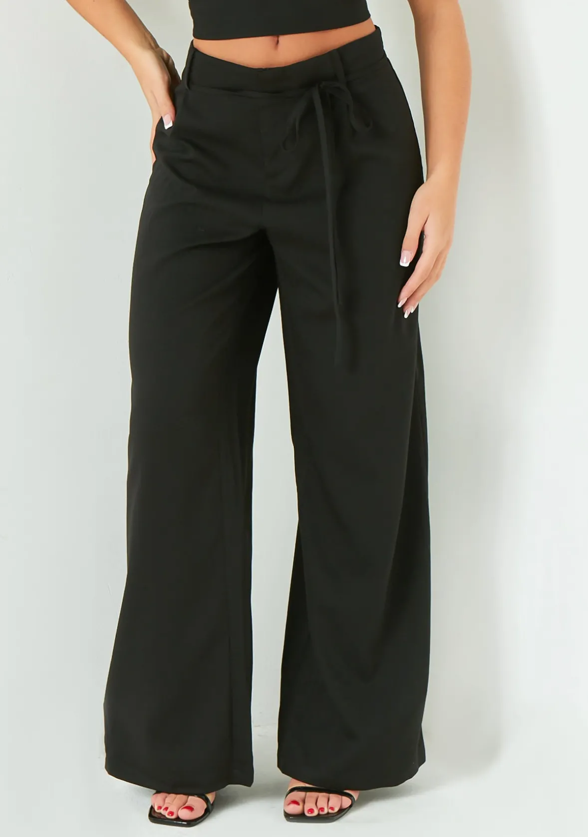 Isabela Black Low Rise Tailored Trousers