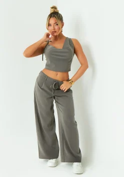 Isabela Grey Low Rise Tailored Trousers