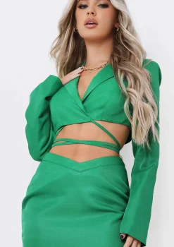 Janie Green Tailored Tie Waisted Cropped Blazer Co-ord