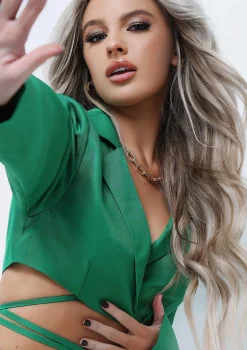 Janie Green Tailored Tie Waisted Cropped Blazer Co-ord