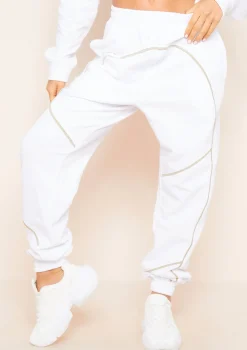 Jasmin White Contrast Binding Detail Jogger