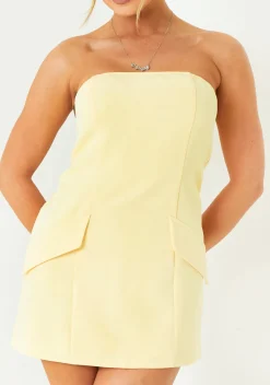 Jasmine Lemon Tailored Bandeau Mini Dress