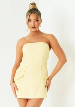 Jasmine Lemon Tailored Bandeau Mini Dress