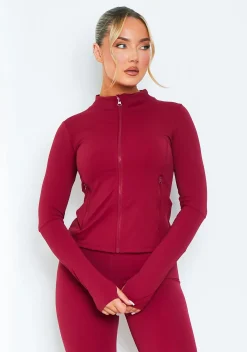 Jenna Burgundy Active Long Sleeve Jacket