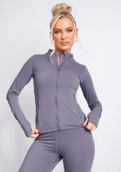 Jenna Charcoal Active Long Sleeve Jacket
