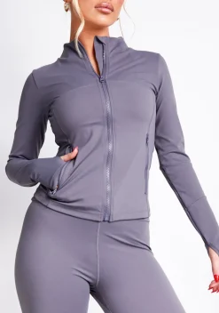 Jenna Charcoal Active Long Sleeve Jacket
