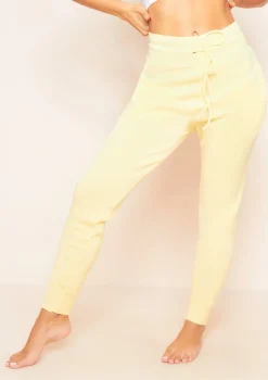 Jenniya Lemon Yellow Knitted Jogger Bottoms