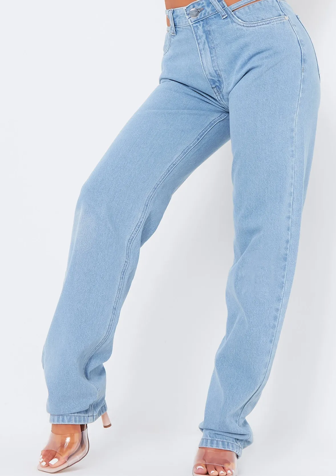 Joelle Light Wash Cut Out Detail Straight Leg Jeans