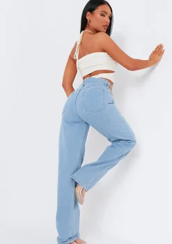 Joelle Light Wash Cut Out Detail Straight Leg Jeans