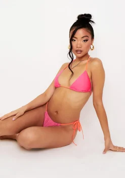 Jorja Pink Orange Contrast Tie Side Bikini Bottom