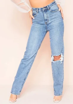 Juditha Denim Ripped Knee Straight Leg Jeans