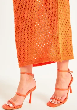 Justine Orange Square Toe Strappy Heels