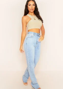 Kandee Beige Extreme Racer Crop Top