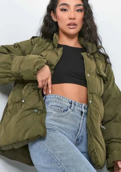 Karly Khaki Puffer Coat