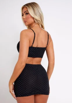 Katniss Black Diamante Hot Fix Corset Top