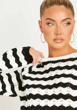 Kaylee Black And White Crochet Mini Dress