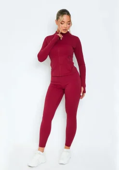Lacey Burgundy Active Leggings