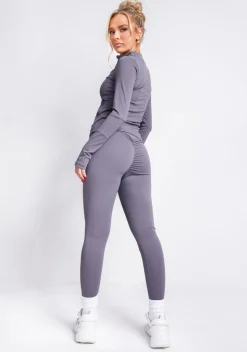 Lacey Charcoal Active Ruched Bum Leggings