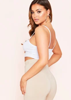 Laila White Basic Jersey Strappy Crop Top