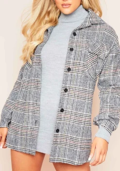 Lara Grey Multi Check Print Oversized Shacket